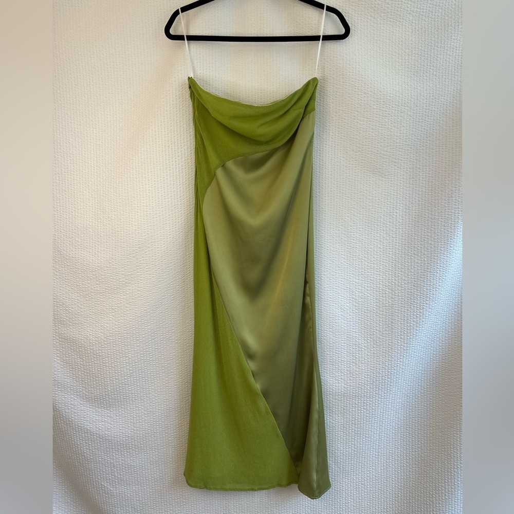 D&M Sage Green One Shoulder Maxi Dress Women’s Medium NWT Evening Formal Gown